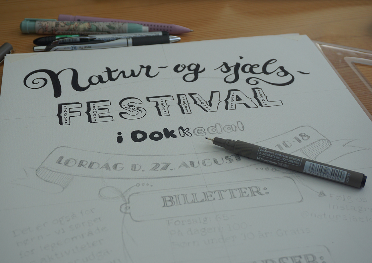 Festival poster - hand lettering in the making