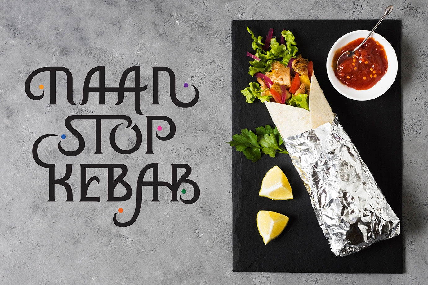 Naan Stop Kebab logo with food