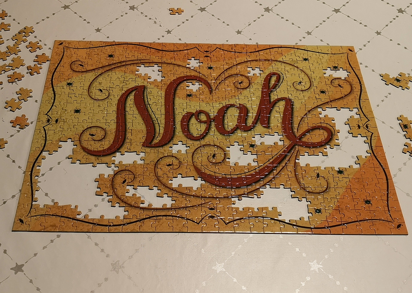 Puzzle mockup of lettering piece "Noah"