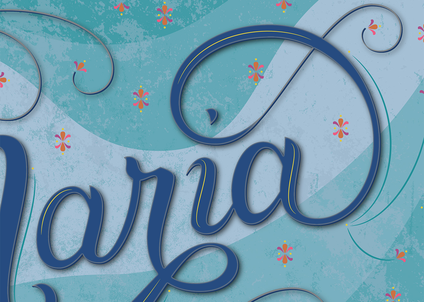 Lettering piece "Maria" detail