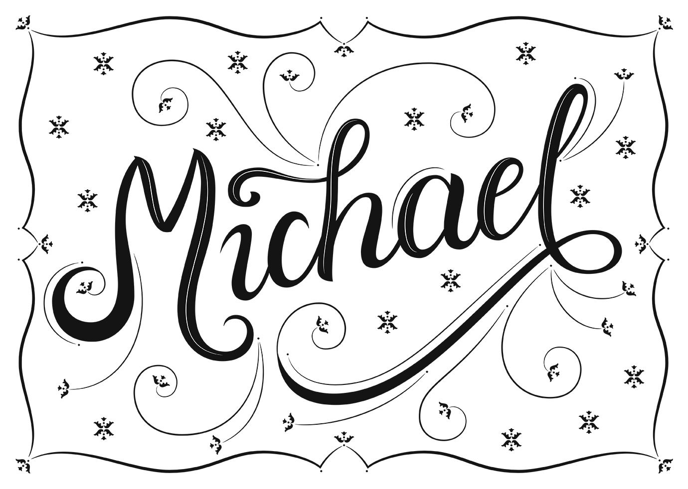 Lettering piece "Michael" black and white
