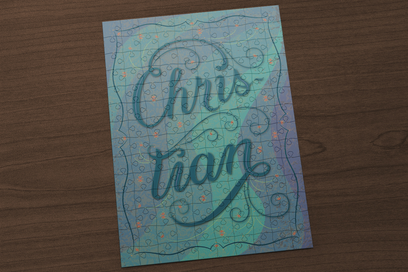 Puzzle mockup of lettering piece "Christian"