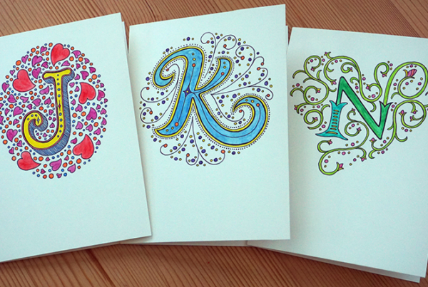 3 hand lettering cards